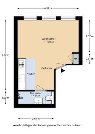 Floorplan - Albert Cuypstraat 256-2V, 1073 BR Amsterdam
